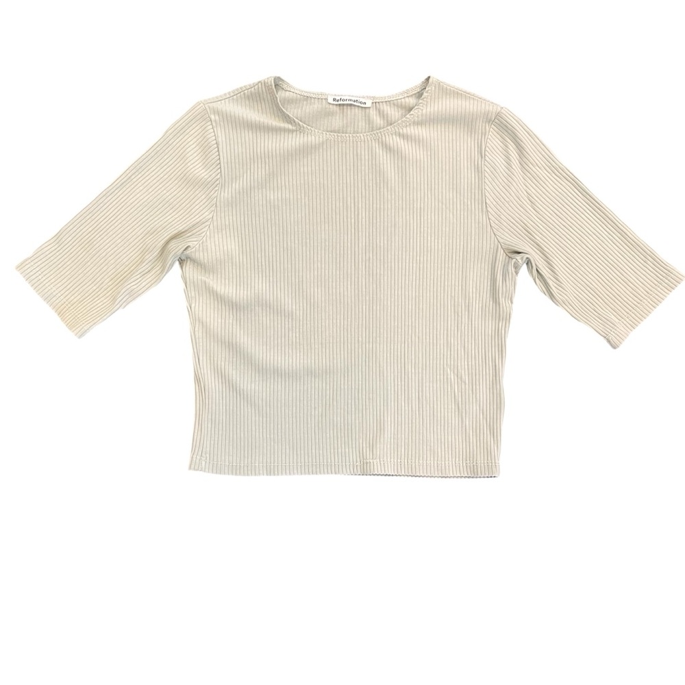 Reformation Cropped Mint Green Ribbed Top